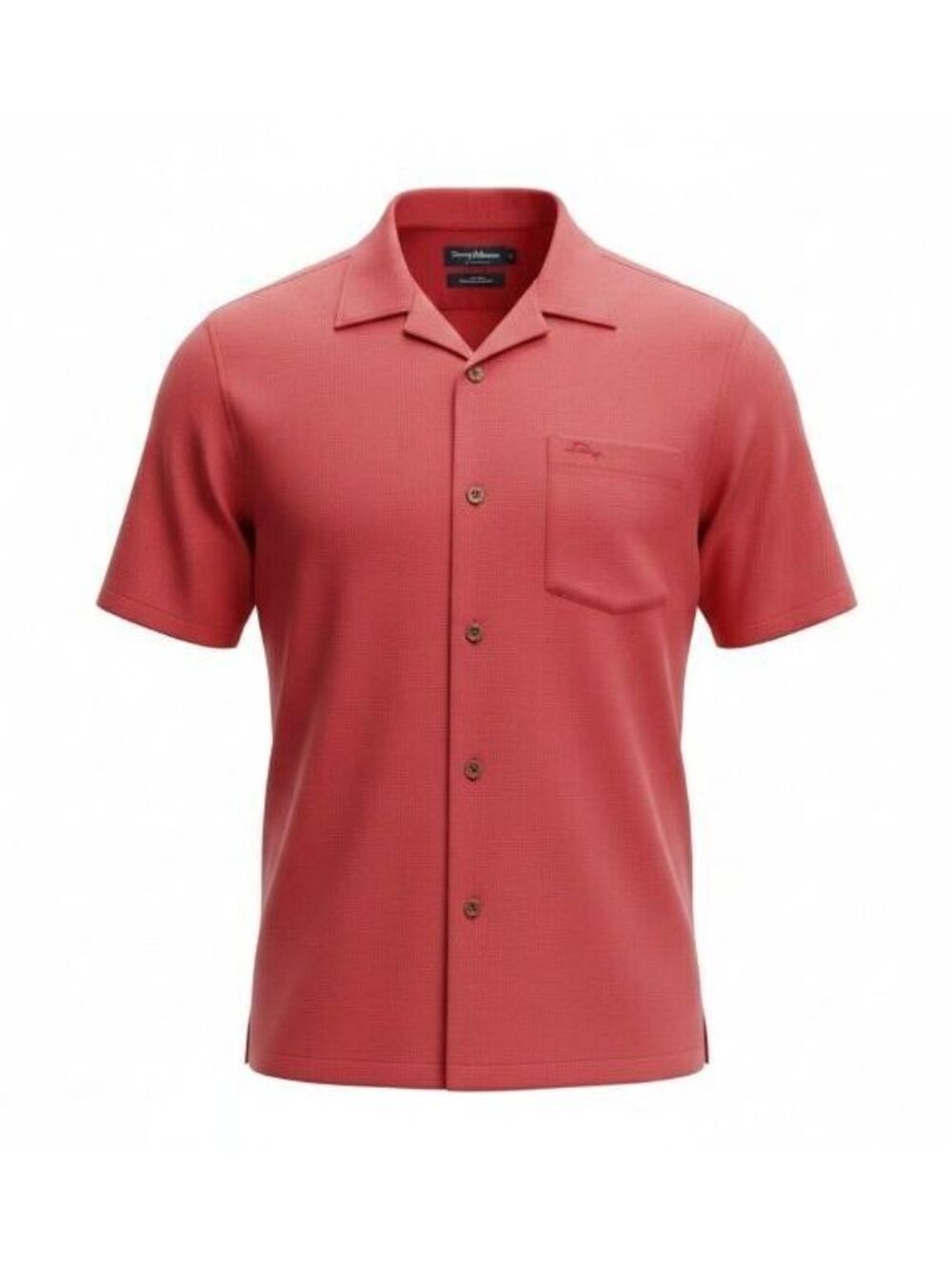 Tommy Bahama IslandZone Mens XL Red Silk Blend Textured Short Sleeve Camp Shirt